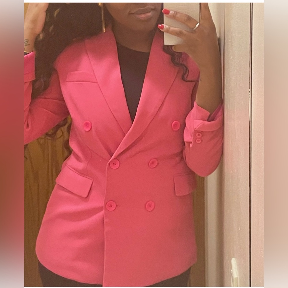Women’s Size Medium Bluivy Pink Double Breasted Blazer